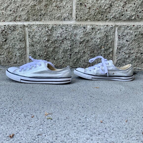 CONVERSE Silver Metallic Sneakers Womens 5 35.5 Chuck Taylor All Star Low Shoe - Picture 5 of 11